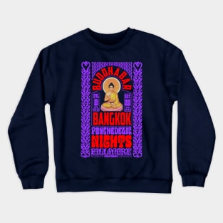 Psychedelic Nights at Bangkok Buddha Bar - Vintage Poster Design Crewneck Sweatshirt